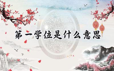 第一学位是什么意思
