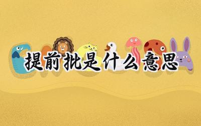 提前批是什么意思