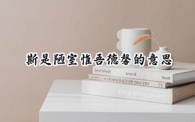 斯是陋室惟吾德馨的意思
