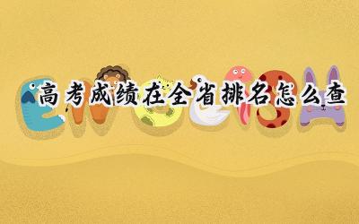 2024高考成绩在全省排名怎么查