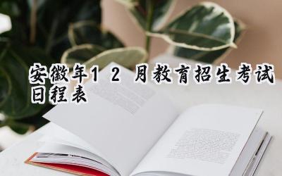 安徽2024年12月教育招生考试日程表