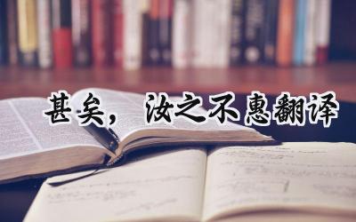 甚矣,汝之不惠翻译