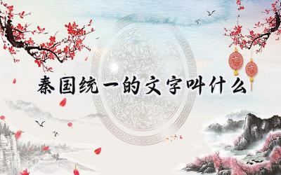 秦国统一的文字叫什么